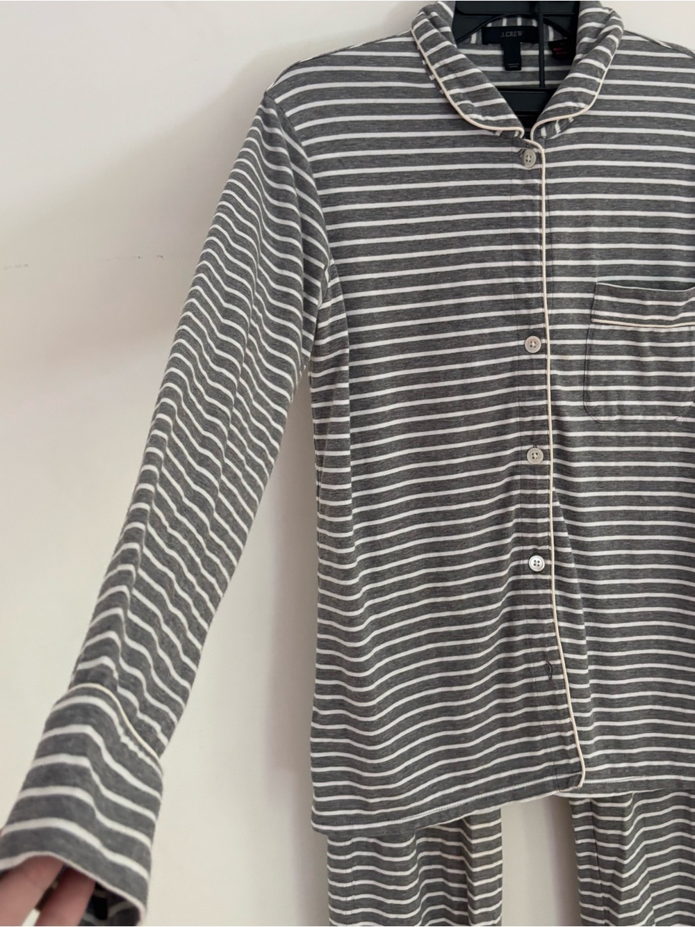 J. Crew Gray Striped Pajama Set XS - Picture 5 of 13